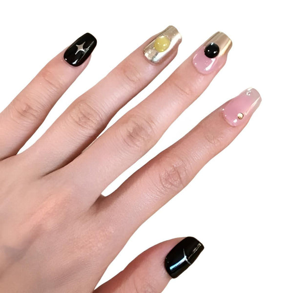 Reusable Handmade Acrylic Press - on Nails - Mirror Effect Graffiti - B & J Wholesale