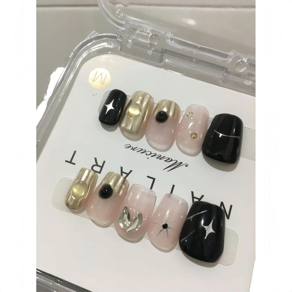 Reusable Handmade Acrylic Press - on Nails - Mirror Effect Graffiti - B & J Wholesale