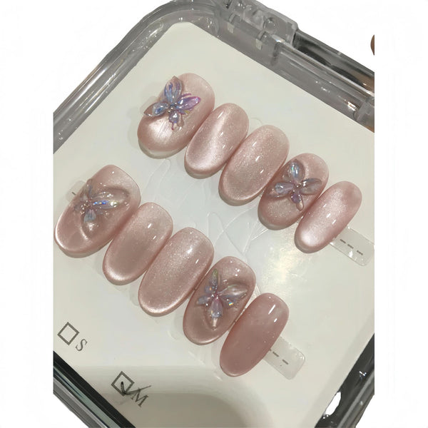 Reusable Handmade Acrylic Press - on Nails - Icy Crystal Butterfly - B & J Wholesale