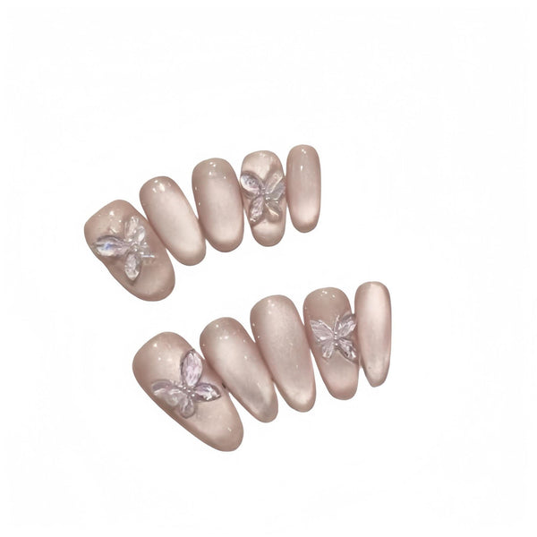 Reusable Handmade Acrylic Press - on Nails - Icy Crystal Butterfly - B & J Wholesale