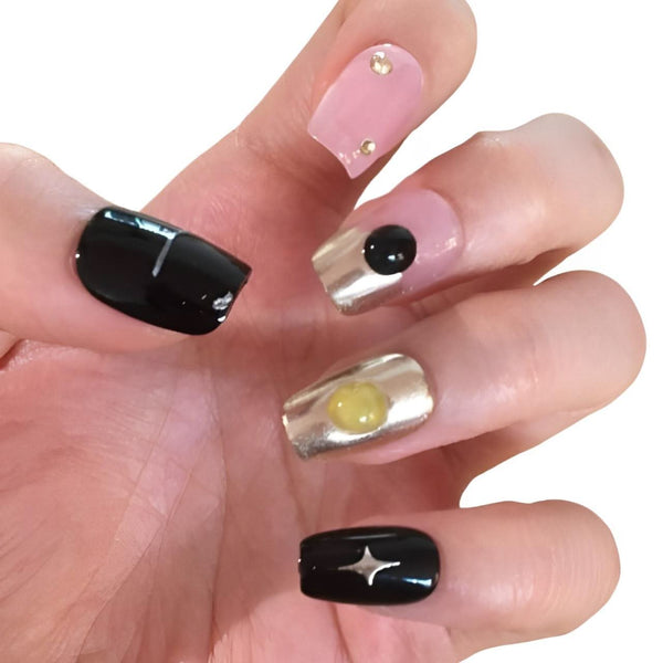 Reusable Handmade Acrylic Press - on Nails - Mirror Effect Graffiti - B & J Wholesale