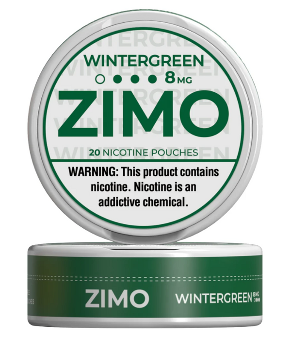 ZIMO Wintergreen Nicotine Pouches 8mg can – tobacco-free, 20 pouches per can